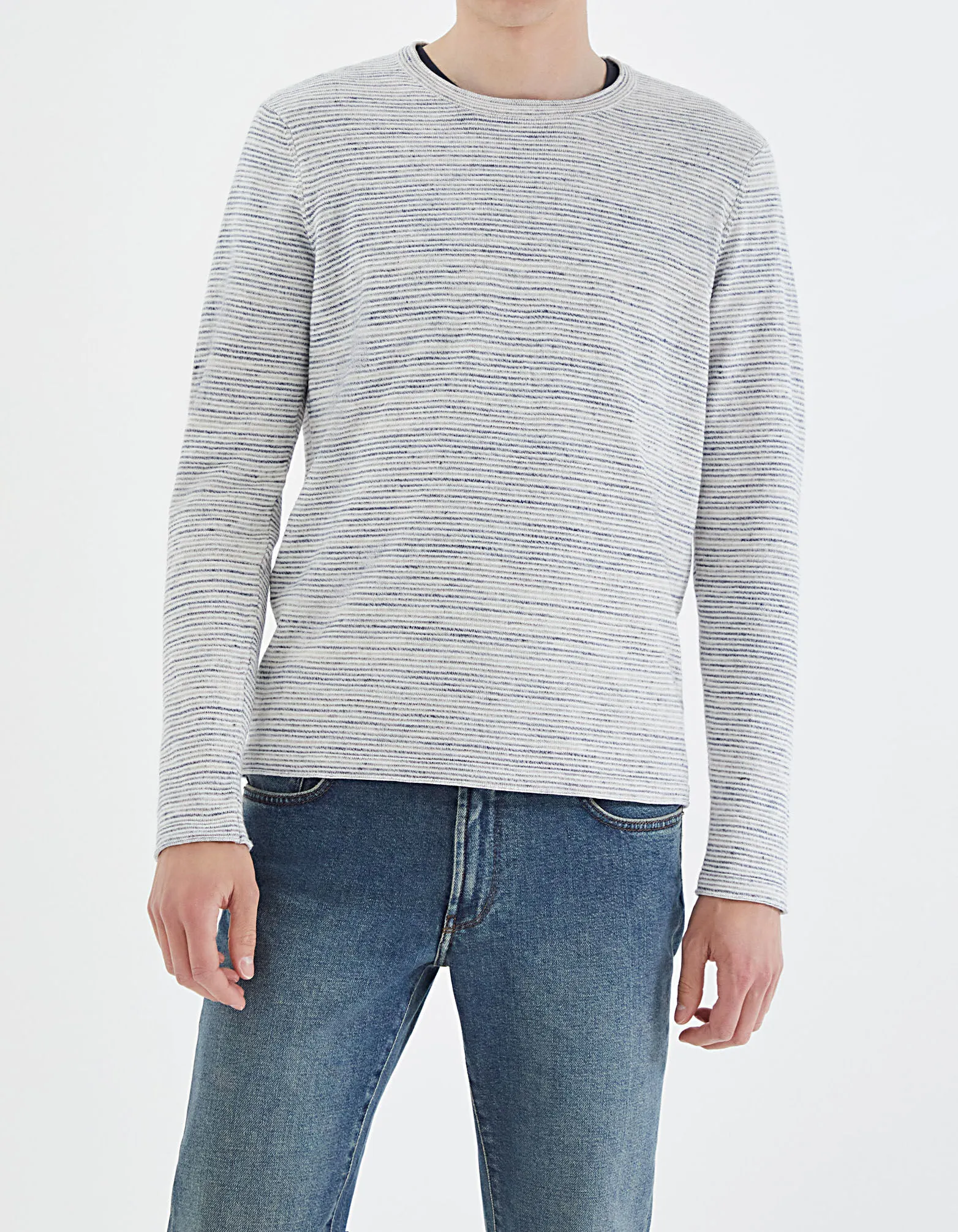 Pull glacier tricot à micro rayures Homme