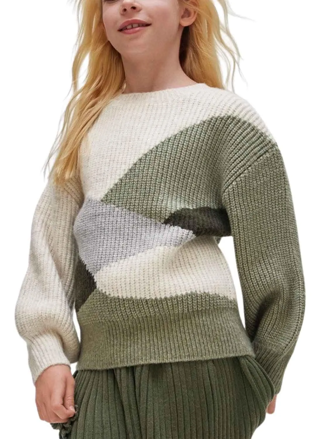 Pull Mayoral Fantaisie Blanc Vert Fille