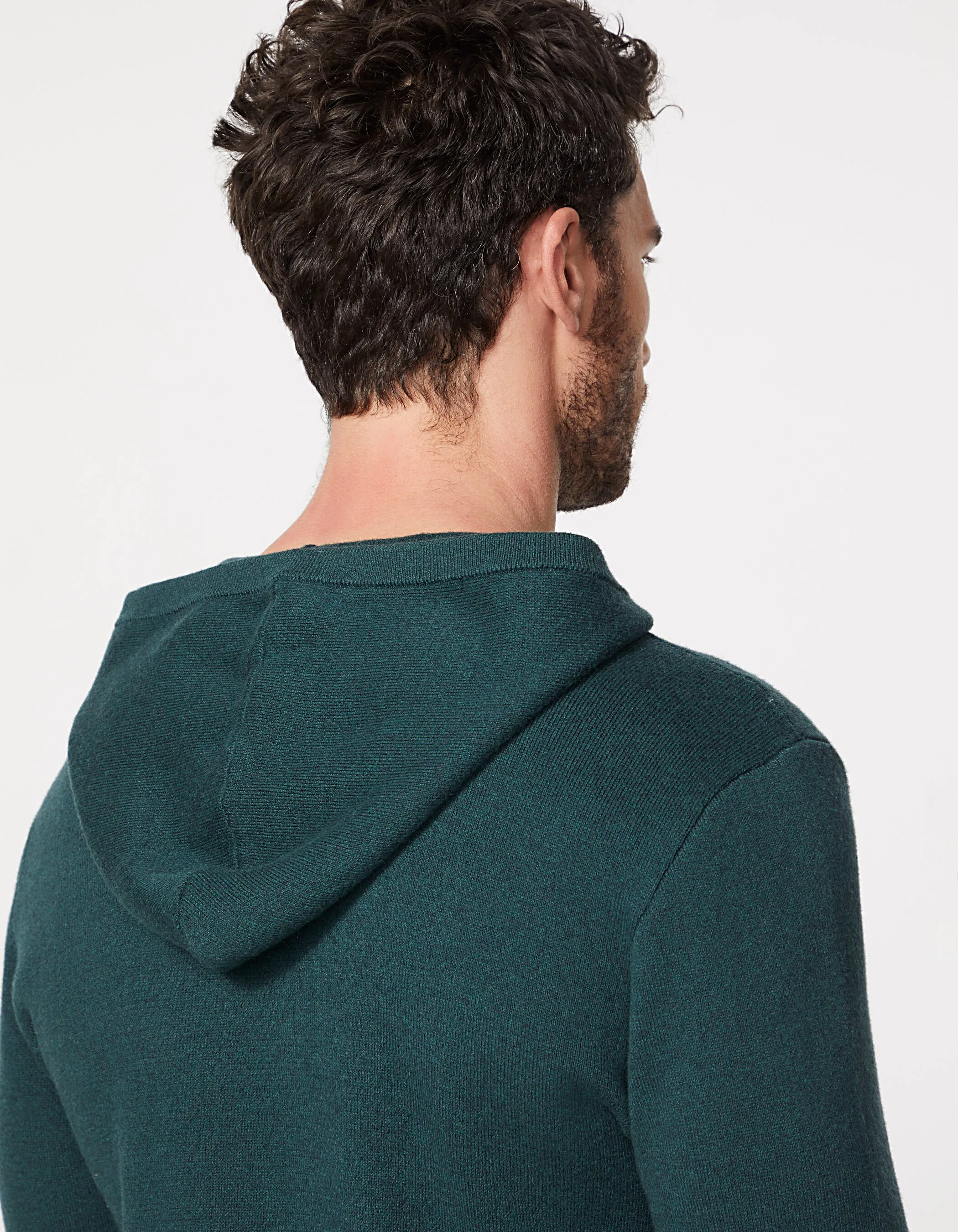 Pull vert anglais tricot à capuche Homme