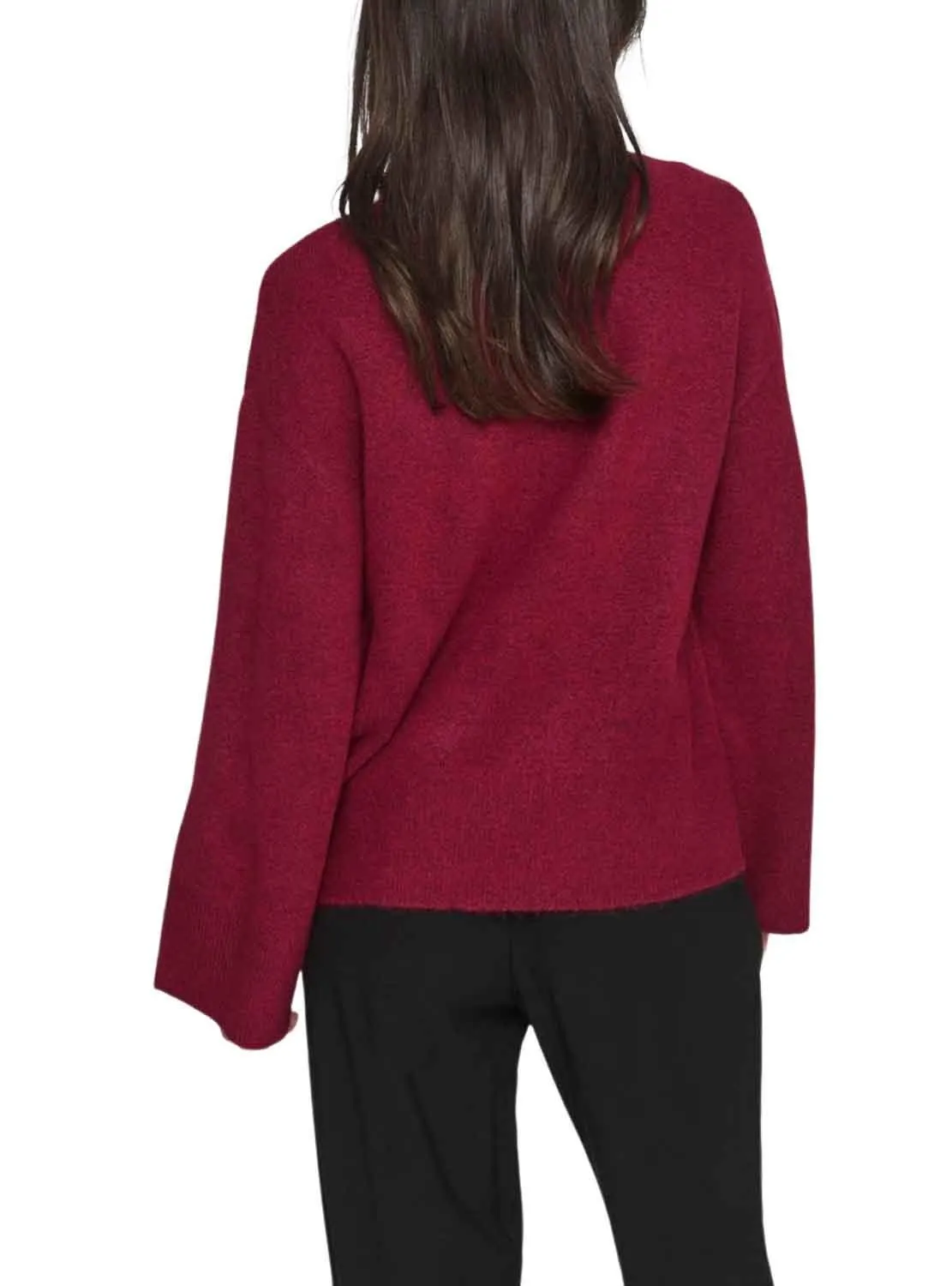 Pull Vila Vivimalina Rollneck Bordeaux pour Femme