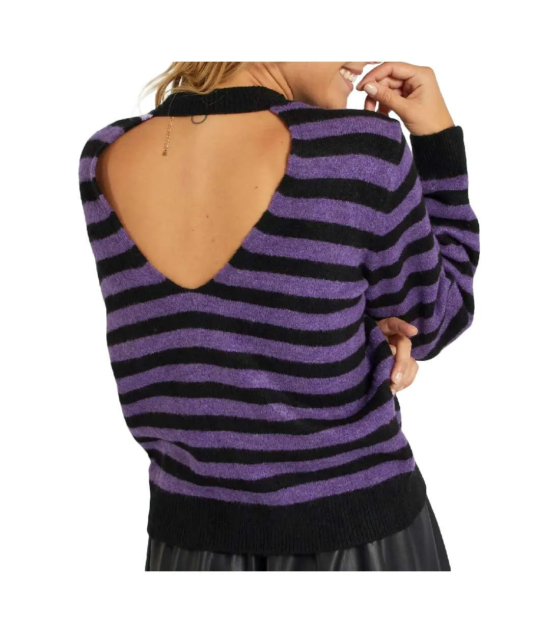 Pull à rayures Violet/Noir Femme JDY Rubi