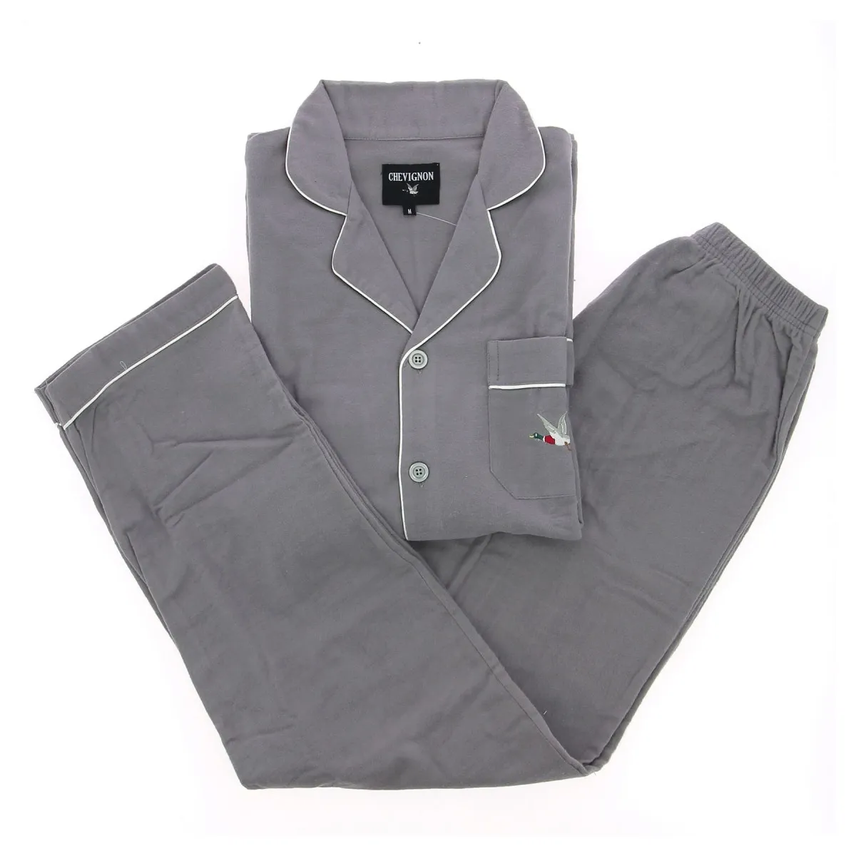 Pyjama CHEVIGNON flanelle gris, livraison rapide - Matière-noble 29,90€