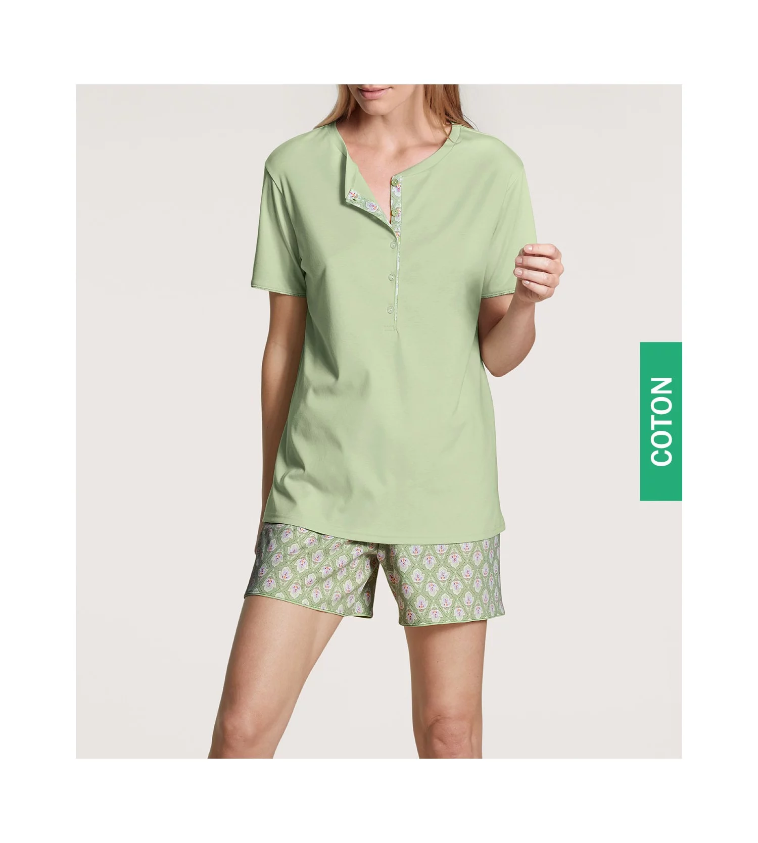 Pyjama court femme Blooming Nights Tender Green