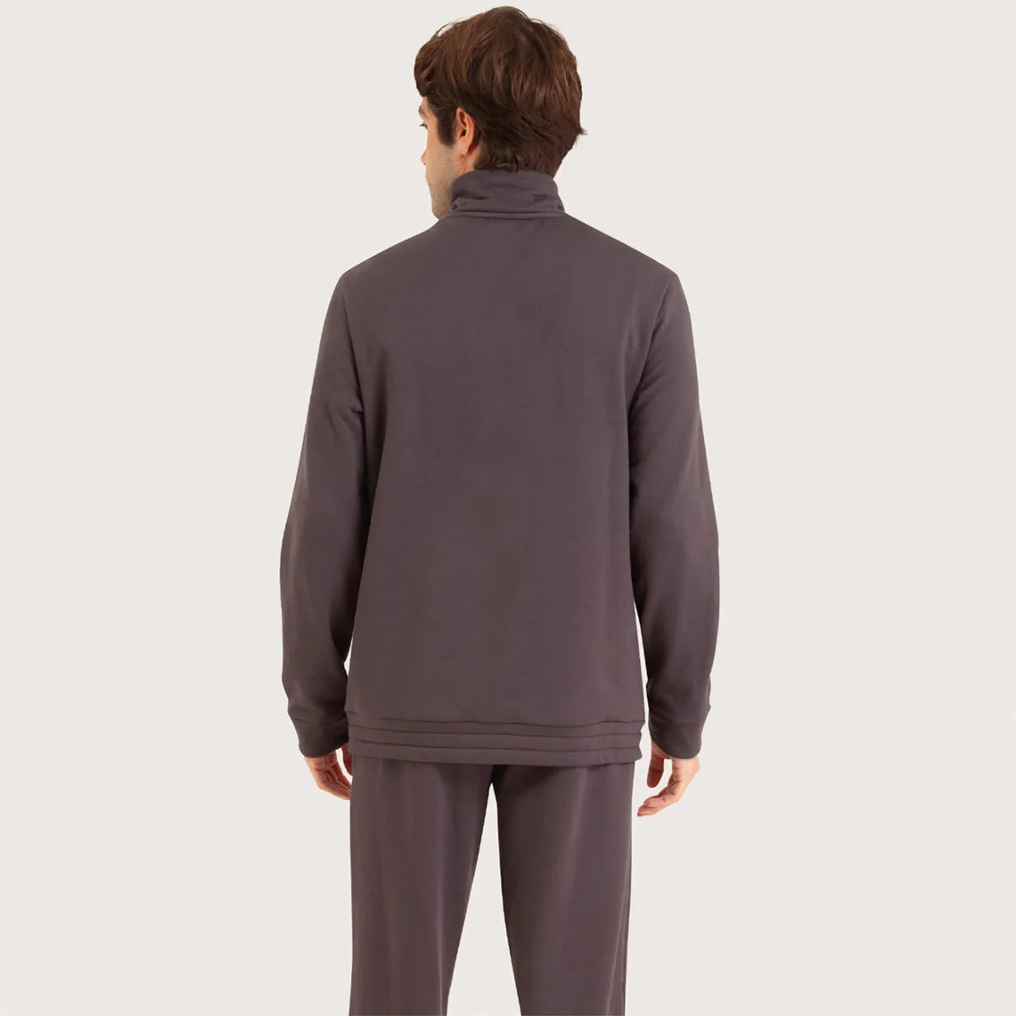 Pyjama long col ouvert homme Interlock gris en coton Eminence - Pyjama & Peignoir Homme sur MenCorner