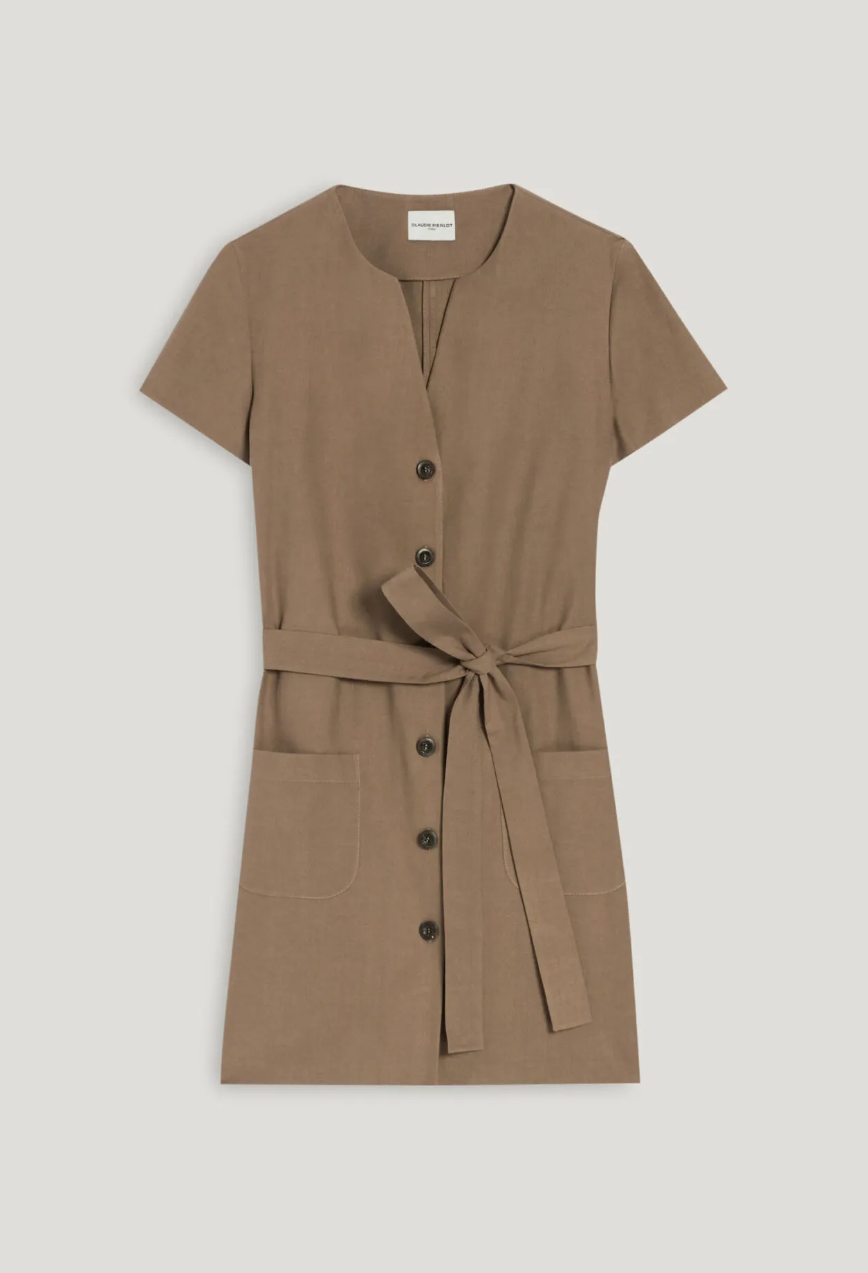 Robe courte boutonnée marron | Claudie FR