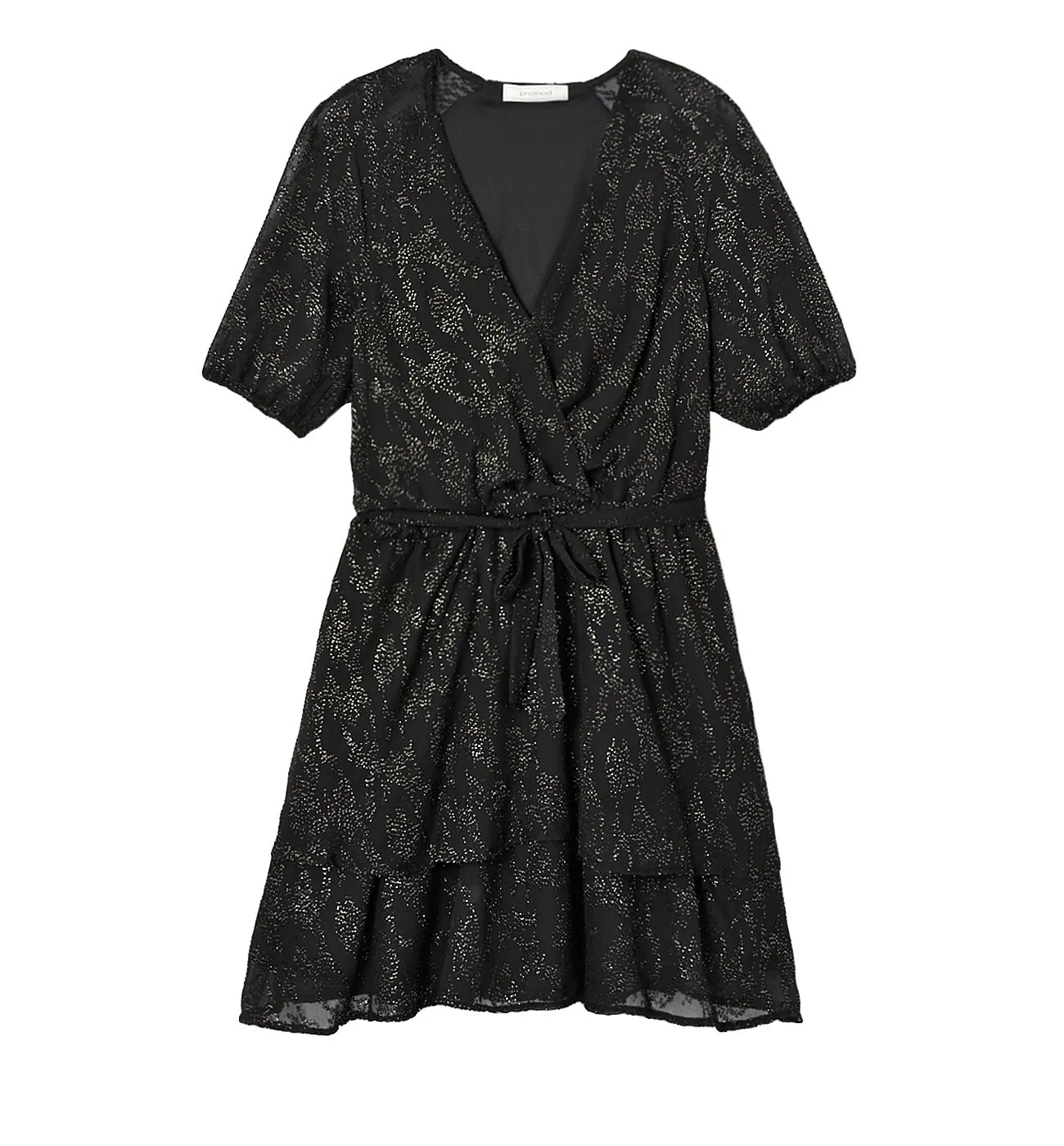 Robe courte irisée volantée - Noir