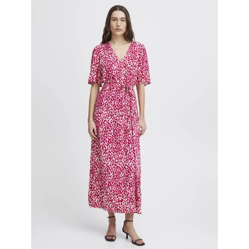 Robe mi-longue marrakech imprimés rose femme - Ichi | wimod