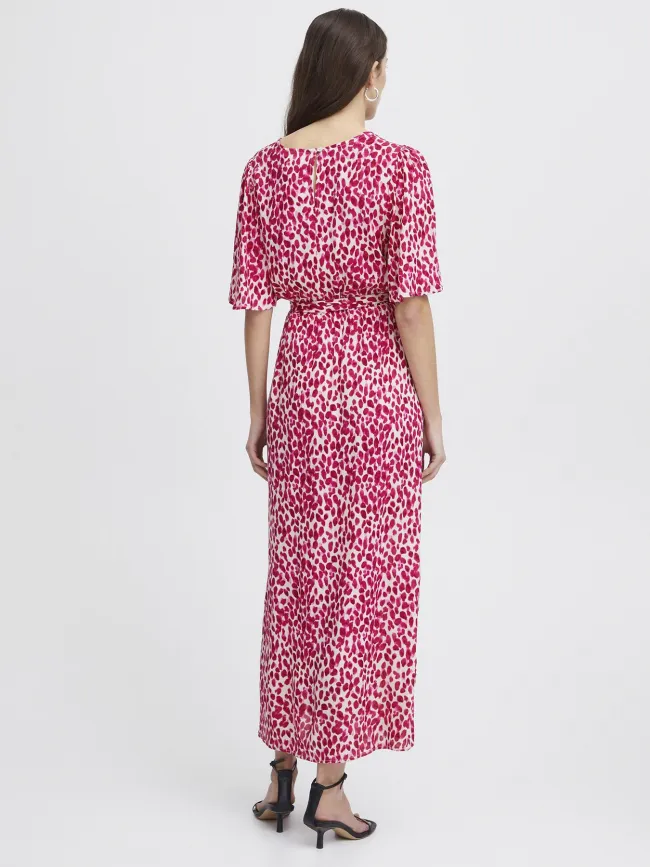 Robe mi-longue marrakech imprimés rose femme - Ichi | wimod