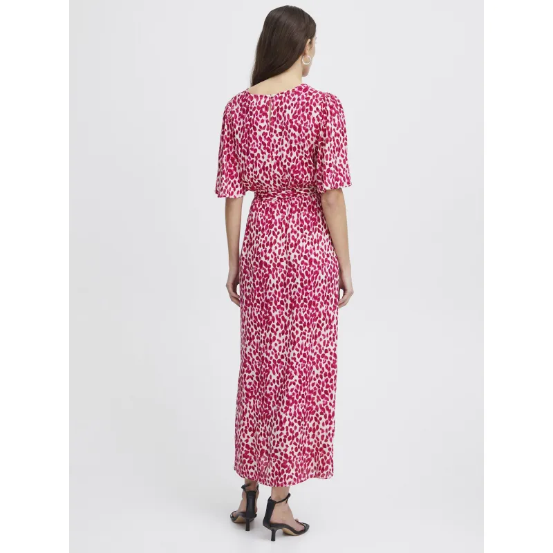 Robe mi-longue marrakech imprimés rose femme - Ichi | wimod