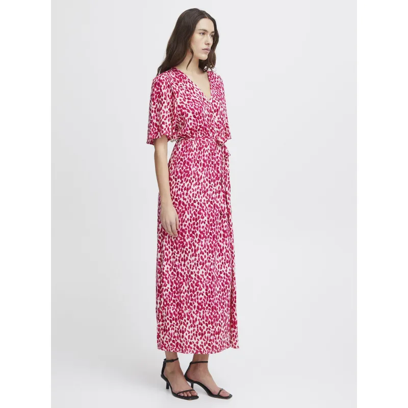 Robe mi-longue marrakech imprimés rose femme - Ichi | wimod