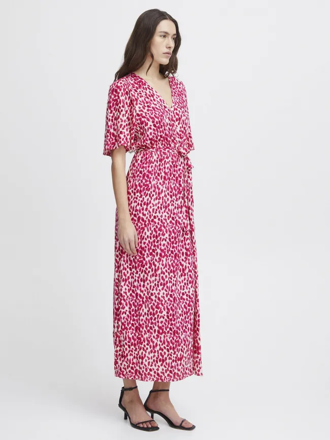 Robe mi-longue marrakech imprimés rose femme - Ichi | wimod