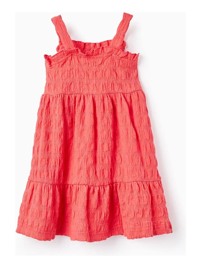 Robe Texturée à Bretelles pour Bébé Fille manches courtes CUBA - Rose