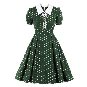 Robe Vintage  Verte Pois Blancs