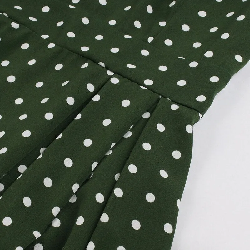 Robe Vintage  Verte Pois Blancs