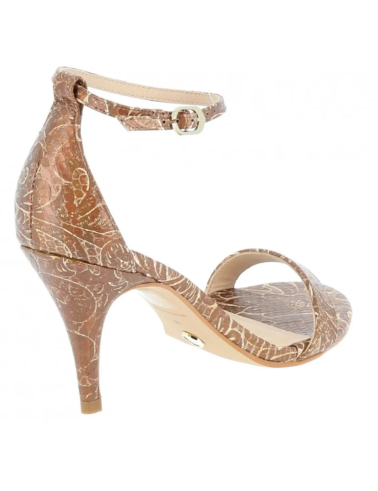 sandales à talons de type gisèle cuir texturisé bronze 08 cm