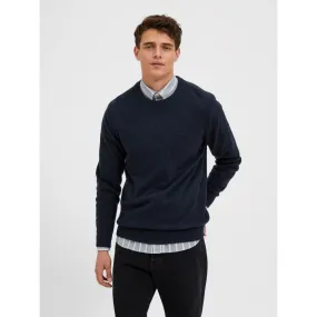 Selected homme - Pull marine chiné en laine