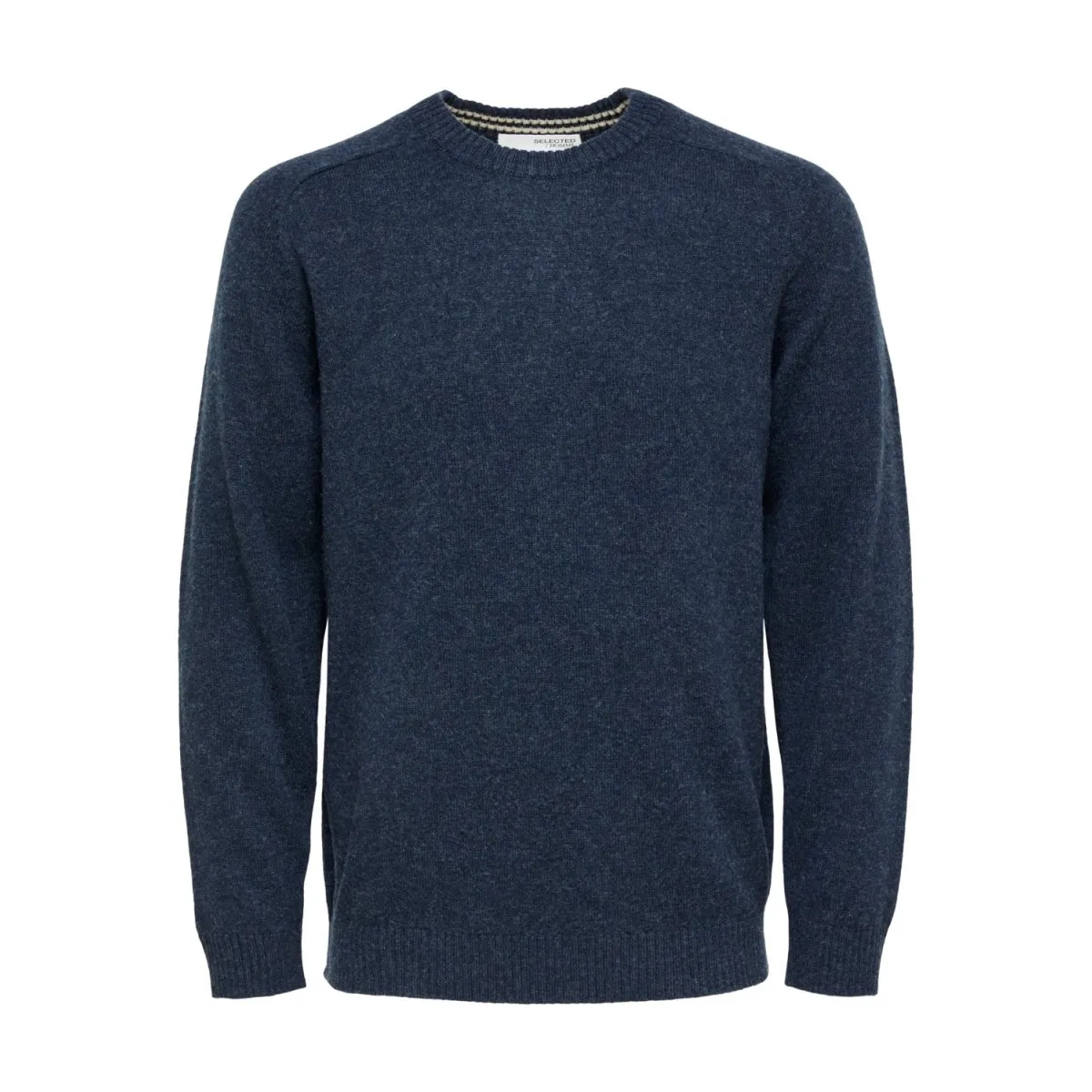 Selected homme - Pull marine chiné en laine