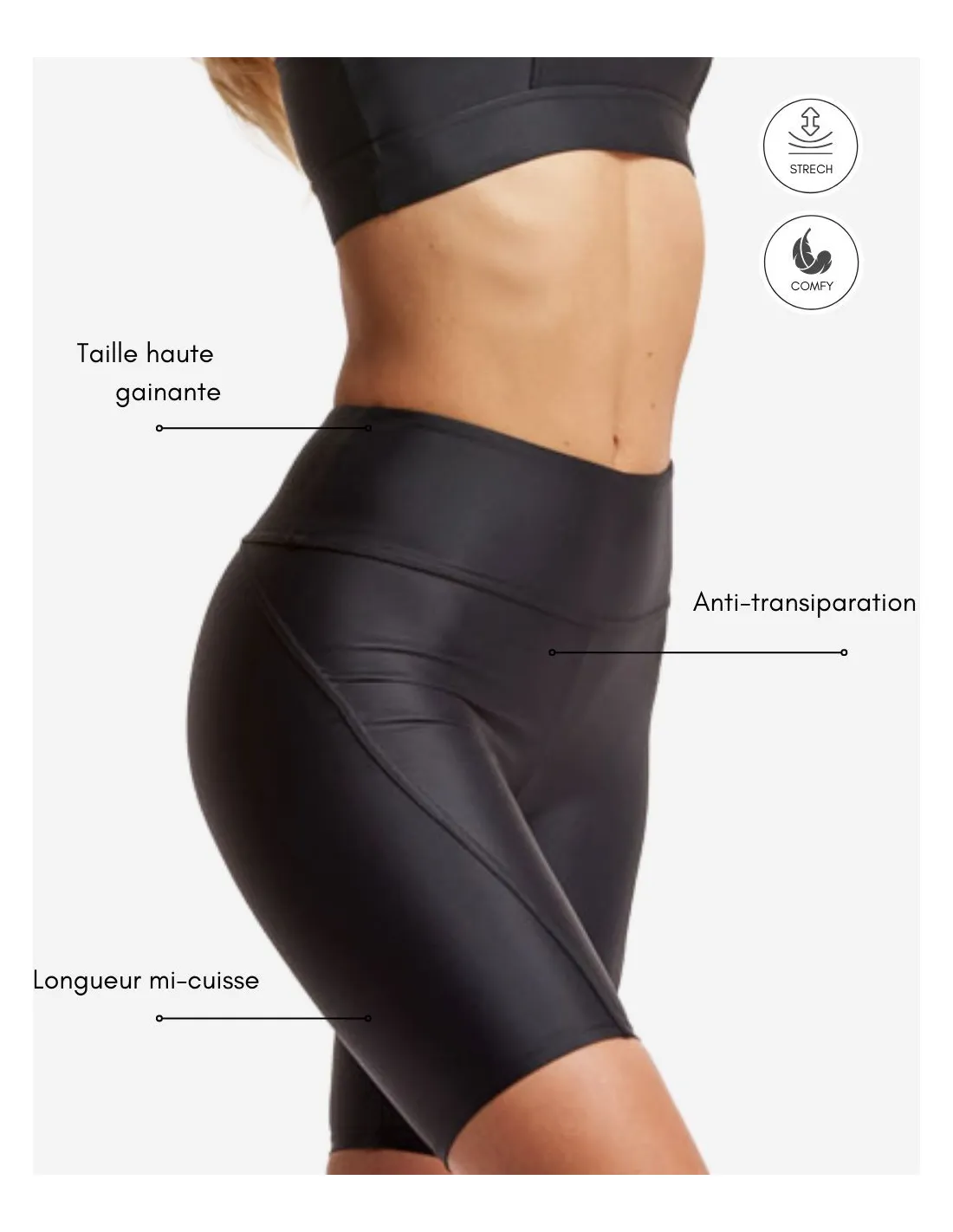 Short cycliste de yoga Pretty noir