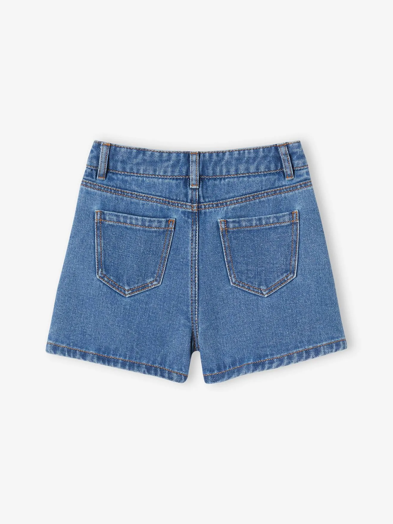 Short en jean brodé fleurs fille stone - Vertbaudet