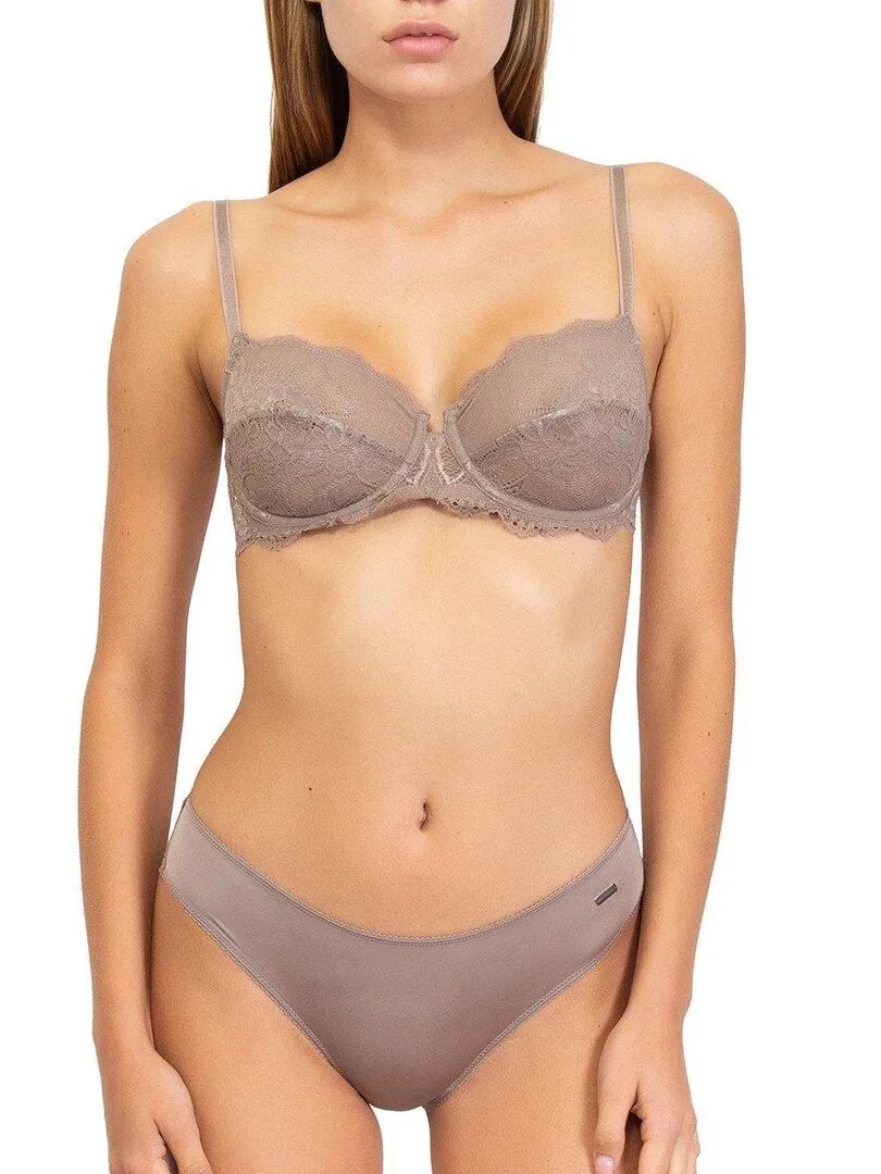 Soutien-gorge corbeille en dentelle Alchimia - Marron