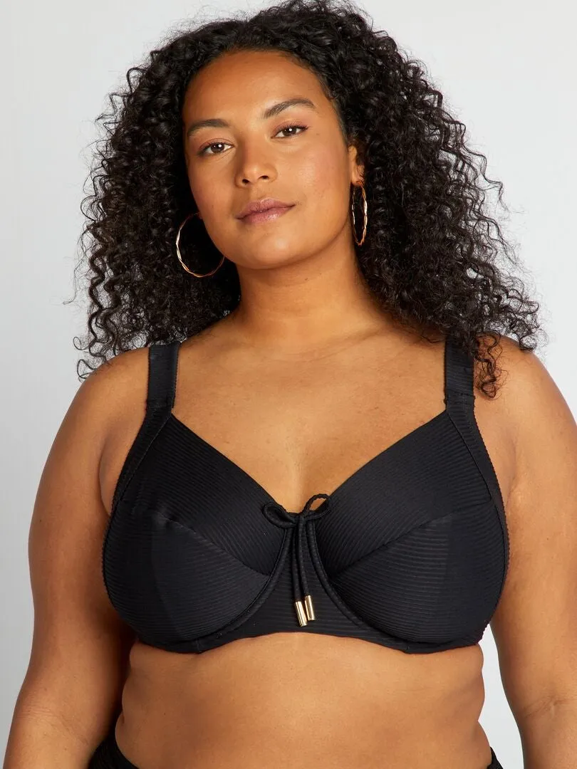 Soutien-gorge de bain matière plissée - noir