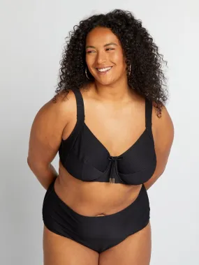 Soutien-gorge de bain matière plissée - noir