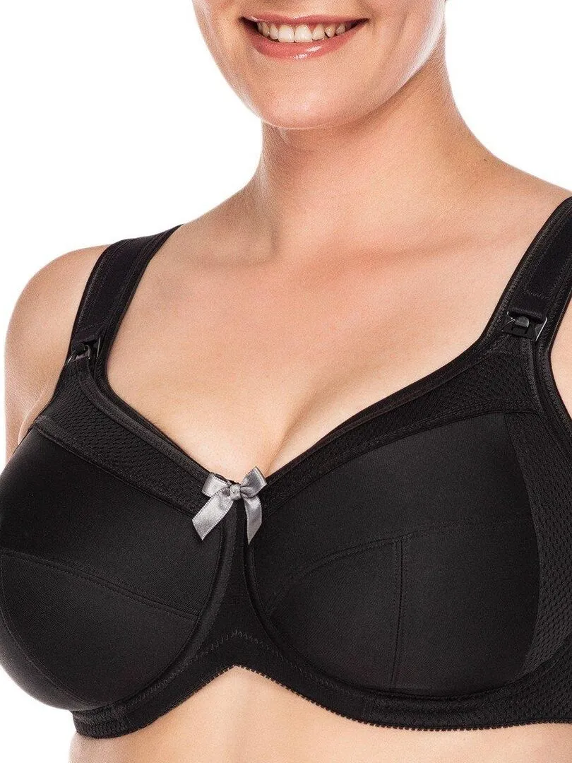 Soutien-gorge d'allaitement grande taille armature amovible Lilly - Noir