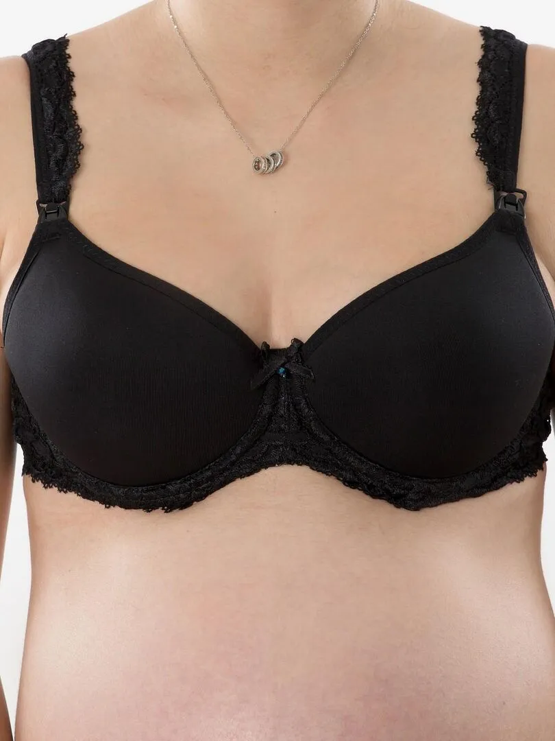 Soutien-gorge d'allaitement souple ANGÉLIQUE dentelle 'Bogema' - Noir