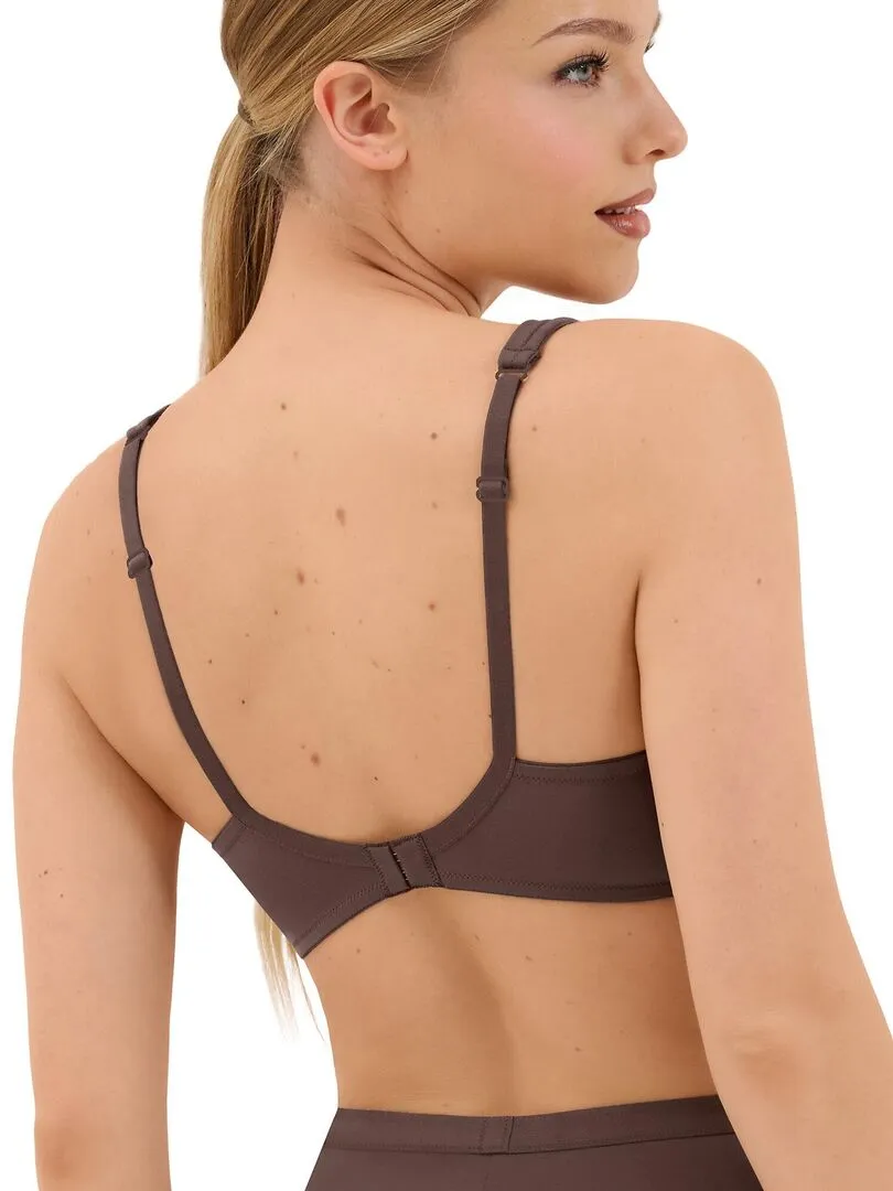 Soutien-gorge préformé décolleté profond sans armatures Maya - Marron chocolat