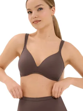 Soutien-gorge préformé décolleté profond sans armatures Maya - Marron chocolat