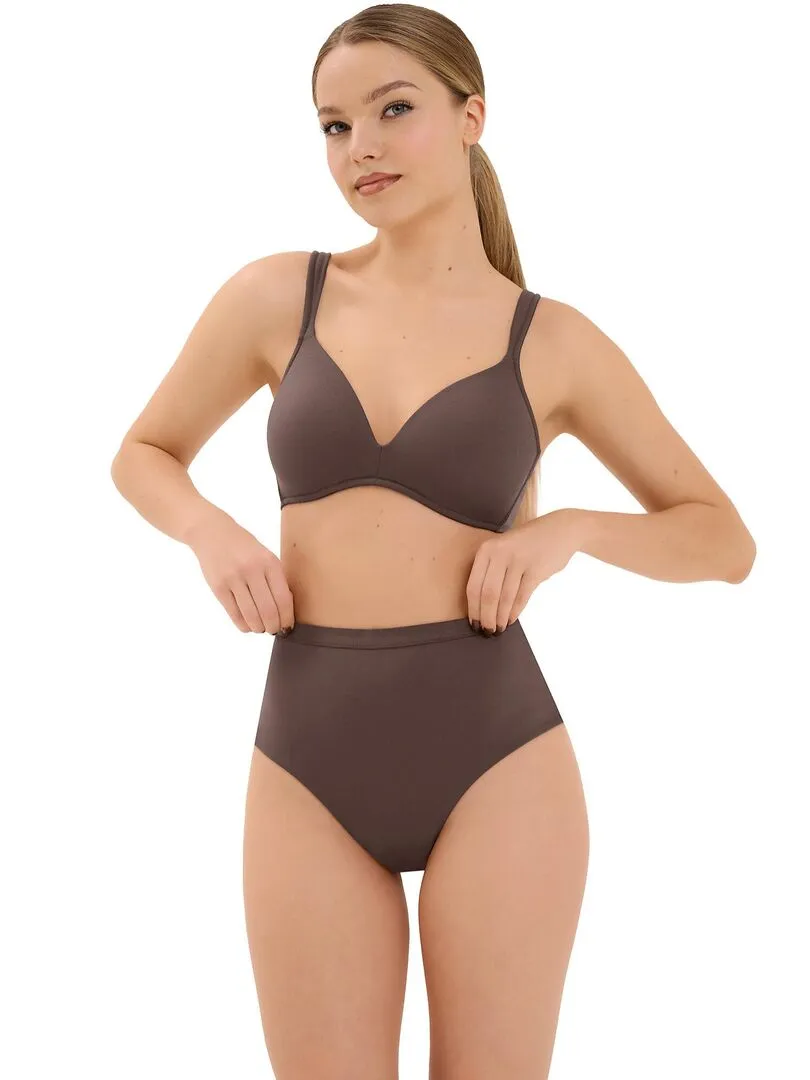 Soutien-gorge préformé décolleté profond sans armatures Maya - Marron chocolat