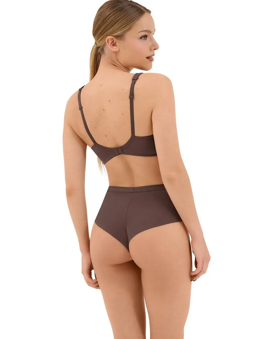 Soutien-gorge préformé décolleté profond sans armatures Maya - Marron chocolat