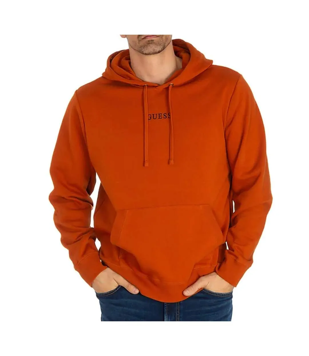 Sweat à Capuche Orange Homme Guess Roy