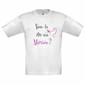 T-shirt enfant veux-tu être ma marraine ? idée cadeau personnalisable.