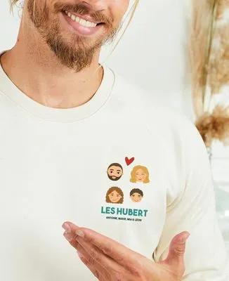 T-Shirt homme Famille têtes illustrées personnalisé