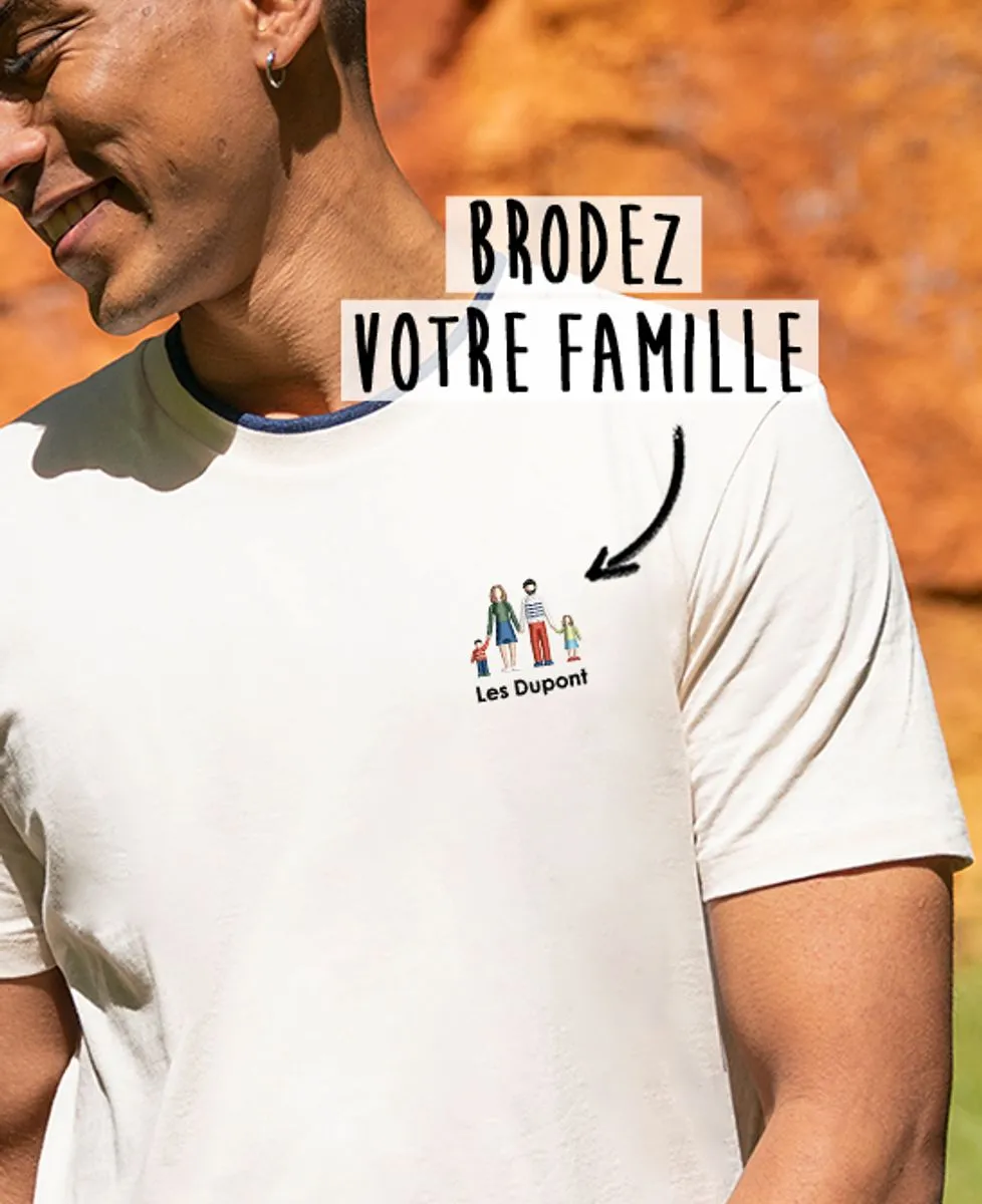 T-shirt homme recyclé Filgood Famille brodé personnalisé