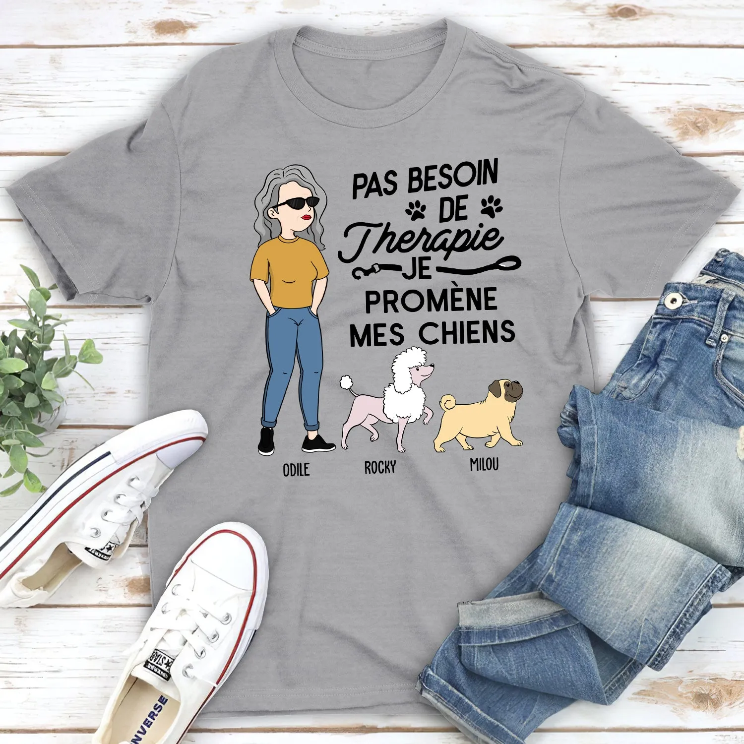 T-shirt Unisex Personnalisé - Je Promène Mon Chien