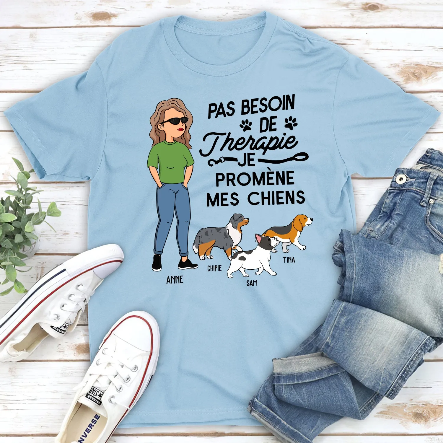 T-shirt Unisex Personnalisé - Je Promène Mon Chien