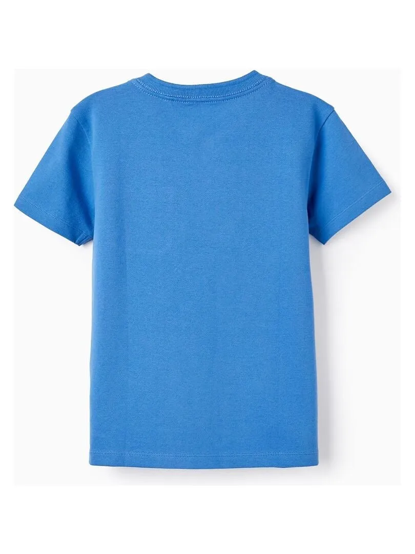 T-shirt à manches courtes en piqué de coton pour garçon manches courtes - Bleu