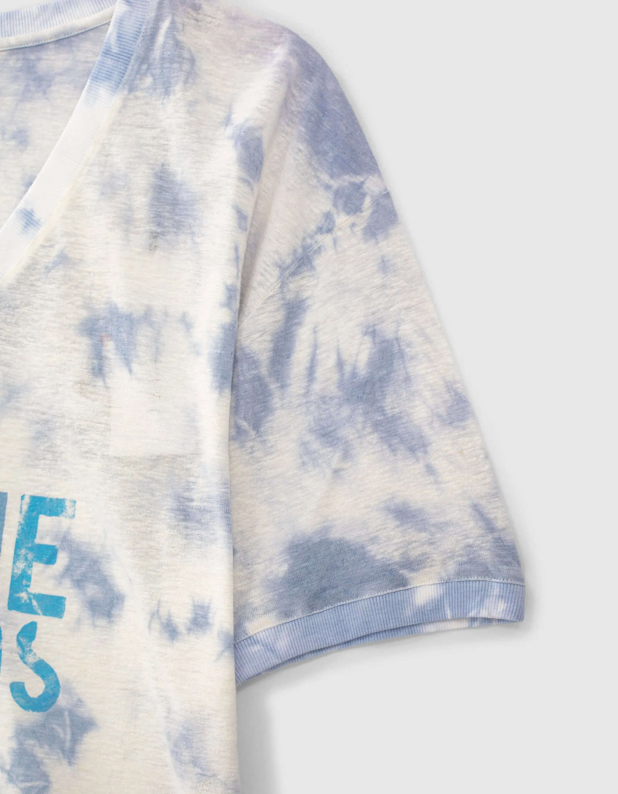 Tee-shirt tie & dye bleu visuel message femme