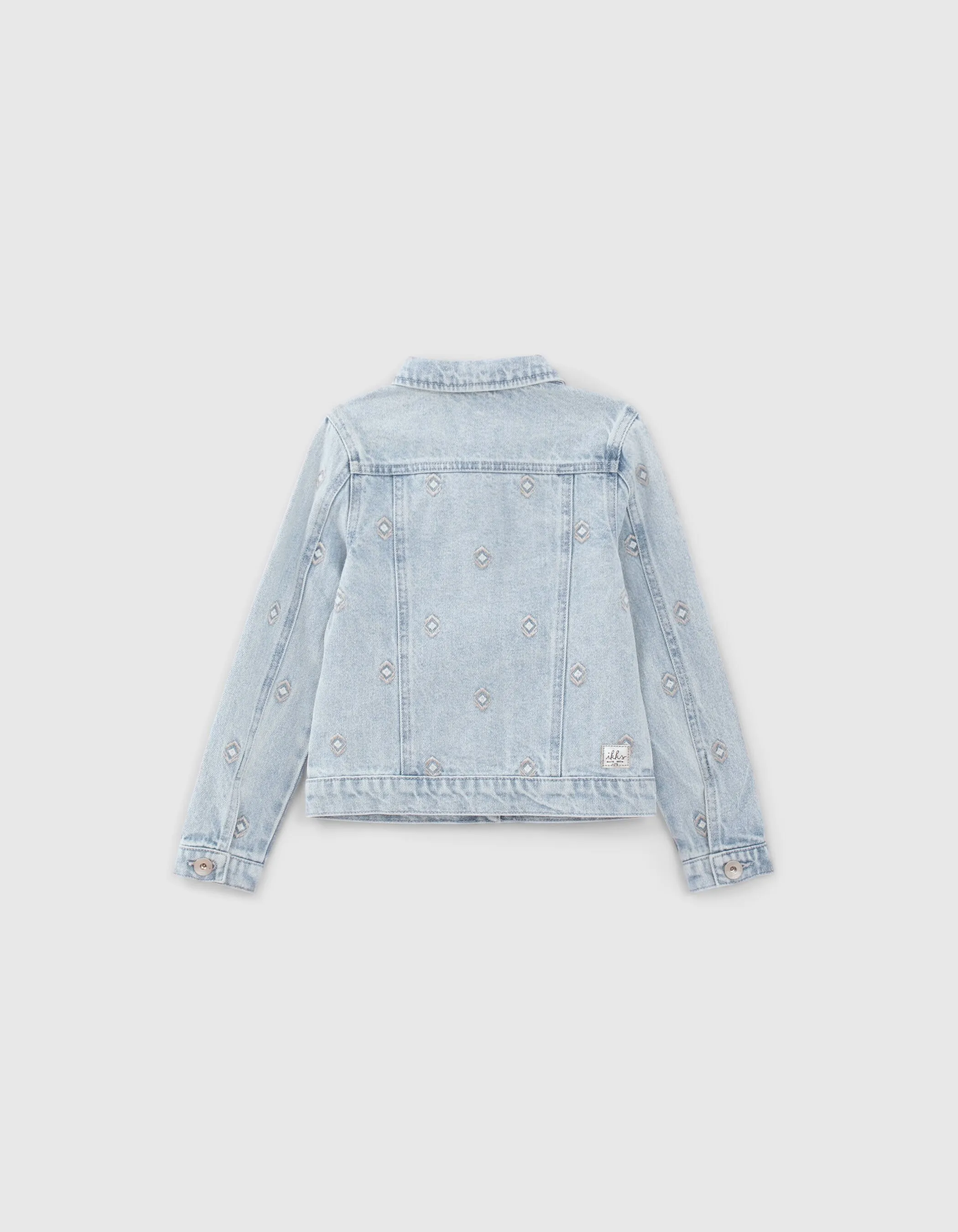 Veste en jean bleue coton bio broderies fille