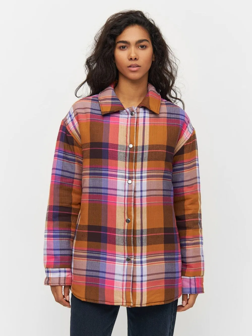 Veste matelassée en coton bio et matière recyclée | carreaux "overshirt multi check" 7032 multi check femme