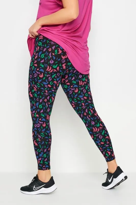 YOURS ACTIVE - Legging Noir & Rose Abstrait en Jersey